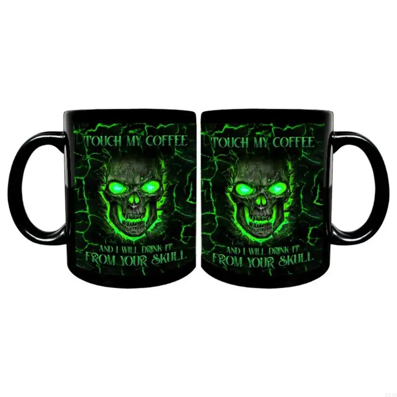 KX4B Caneca café engraçada para tocar meu café Eu vou beber crânio 11 oz chá chá cerâmica para homens Halloween