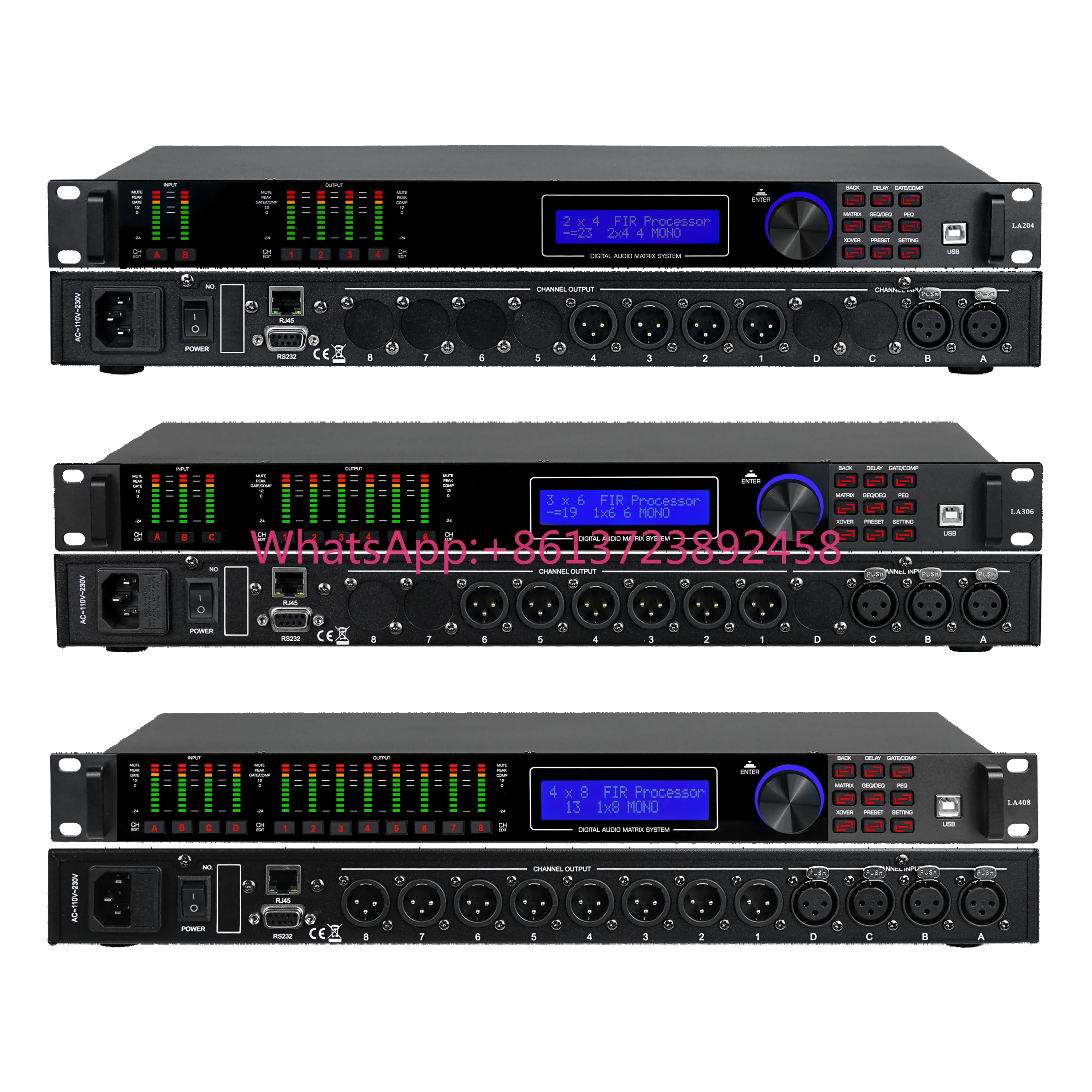Wholesale EIF LA Services LA204 LA306 LA408 Professional SHARC+DSP Audio Processor 2/3/4In 4/6/8 Out with USB Intranet Interface