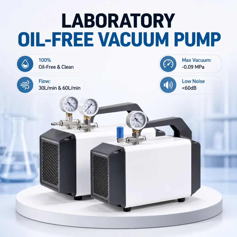WEIAI Oil-Free Diaphragm Vacuum Pump 30L 60L Laboratory Air Pump for Vacuum Drying Equipment Sample Processing and Lab Work 220V