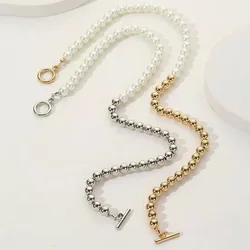 Stainless Steel Pearl Solid Collar Choker Vintage Coquette Link Chain Necklace for Men Women Jewelry DIY No Fading