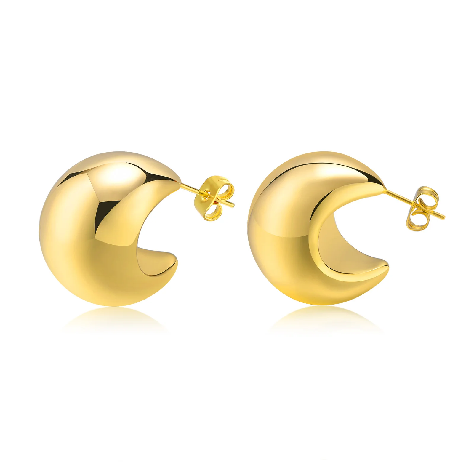 

Chic Crescent Moon Stud Earring Stainless Steel, Gold Color Minimalist Thick Ear Gift for Her