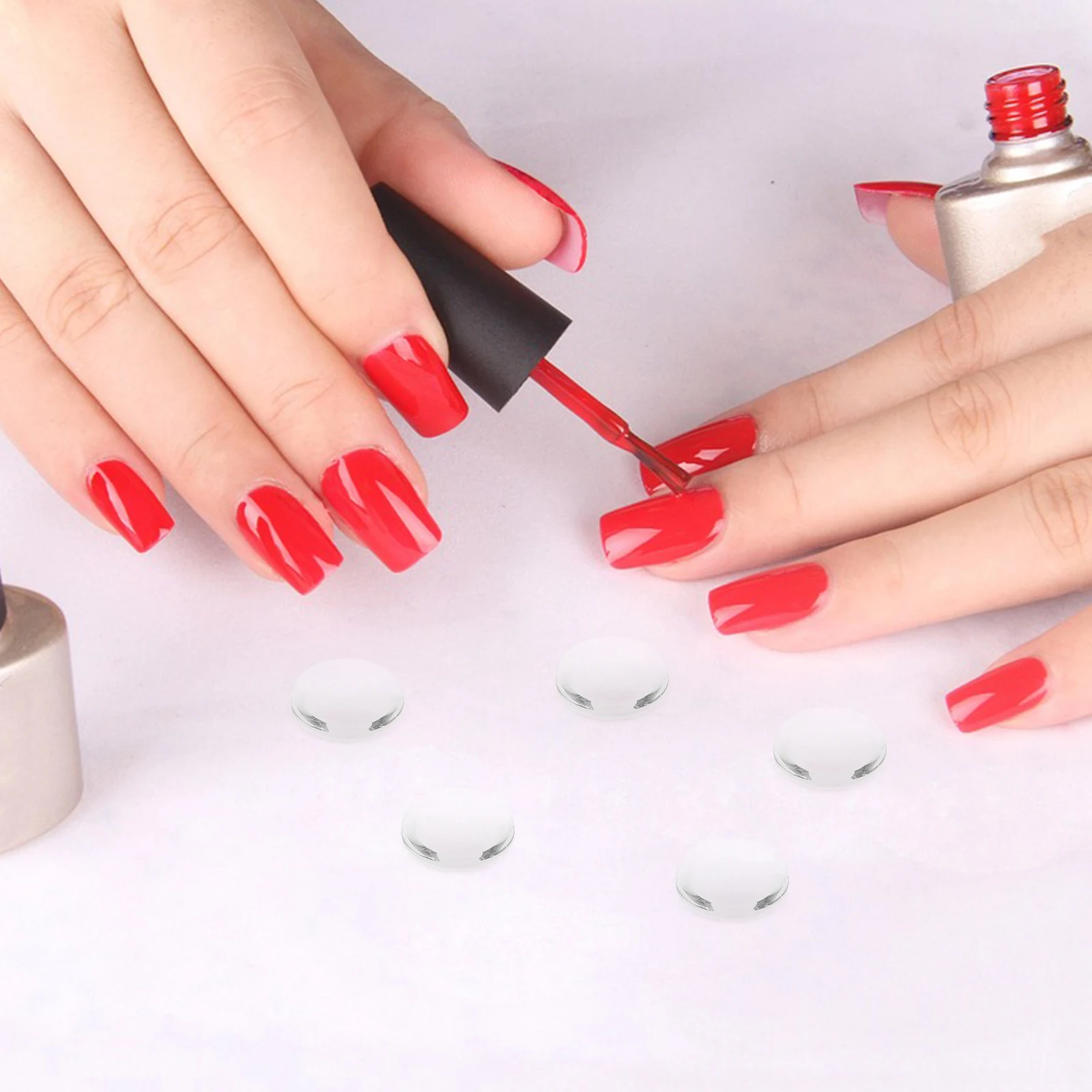 20 pezzi di carte colorate per unghie in vetro trasparente cabochon a cupola rotonda da 1,5 cm per esposizione di smalti per unghie punte false per allenamento artistico fai da te