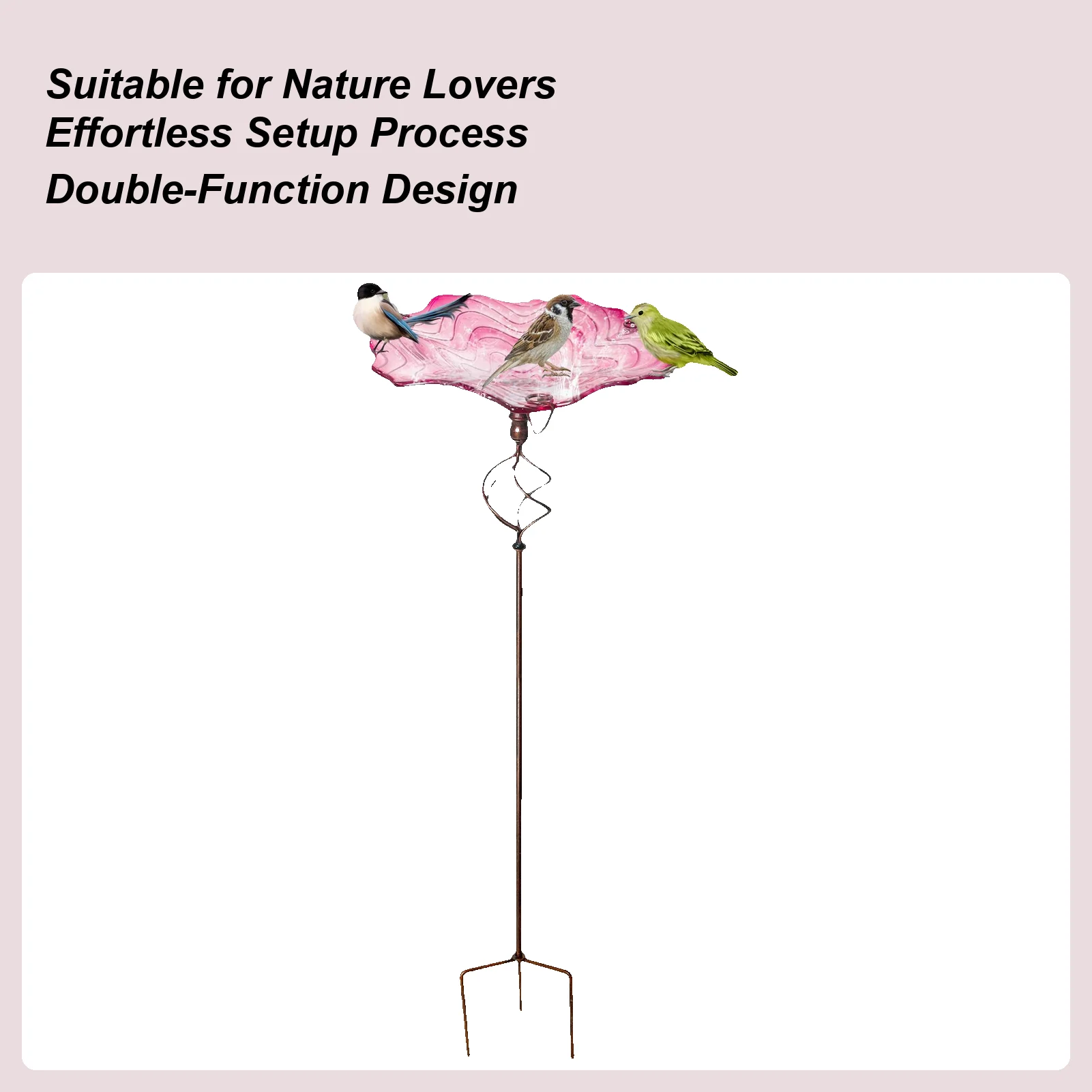 Garden Bird Bath Animals Feeder With Ground Stake Garden Standing Bird Bath In Metal For Hummingbird Parrot Parakeet Bee Patio