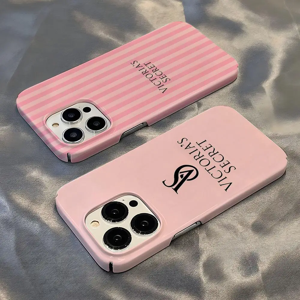 MINISO-Luxury V-Victoria S-Secret VS Pink Phone Case hot For IPhone 16 15 14 13 12 11 Plus Pro Max Mini Glossy HD Hard Film
