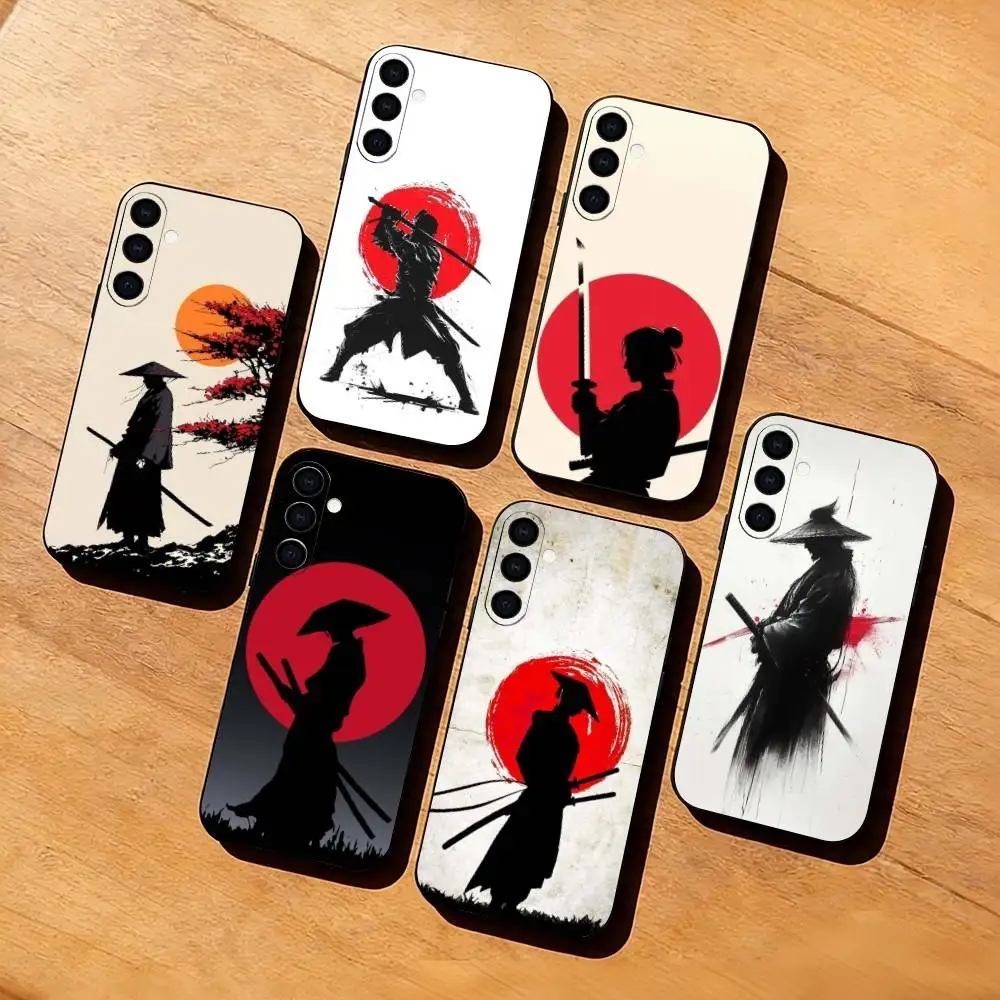 S-Samurai silhouette style  Phone Case Black Silicone Soft For Samsung Galaxy A73,A72,A71,A70,A53,A52,A51