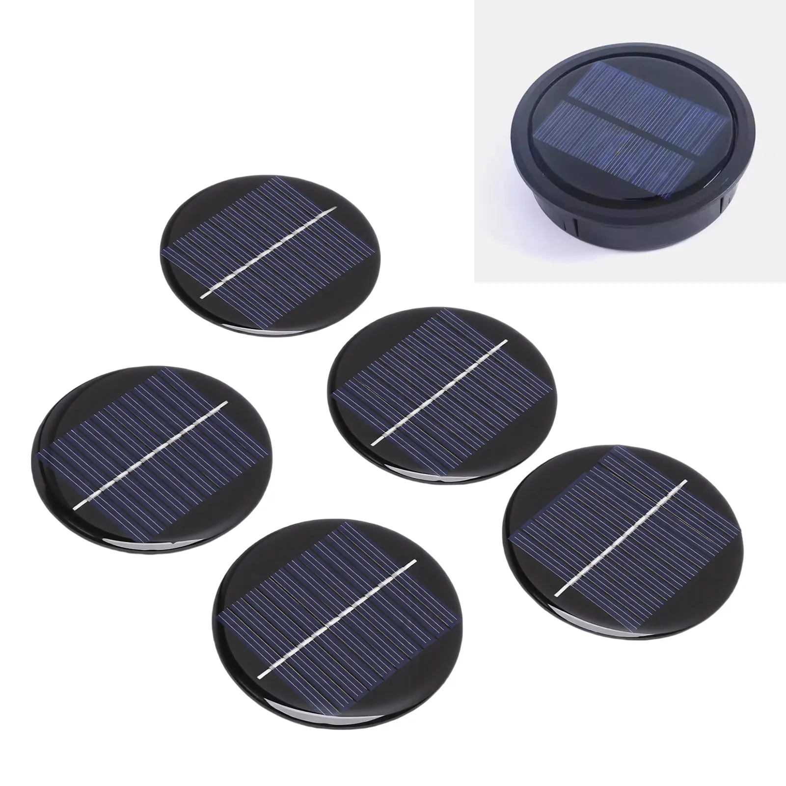 5pcs 60mm Round Solar Panels 0.28W Round Monocrystalline Silicon Solar Cell Panels for Small Electronic Devices