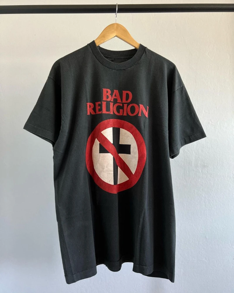 BAD RELIGION Punk Band manga curta retrô Rock West Coast unissex camiseta casual algodão puro, gola redonda