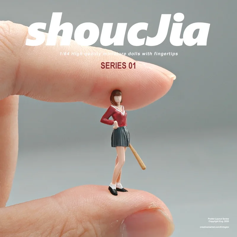 

2025 New 1/64 Doll Model Baseball JK Uniform Girl Mini Stereoscopic Scene Creation Macro Photography Small People Festival Gift