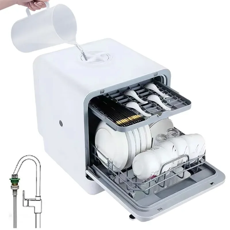 

Installation free dishwasher household mini Countertop dishwasher with water tank portable RV fully automatic dishwasher factory