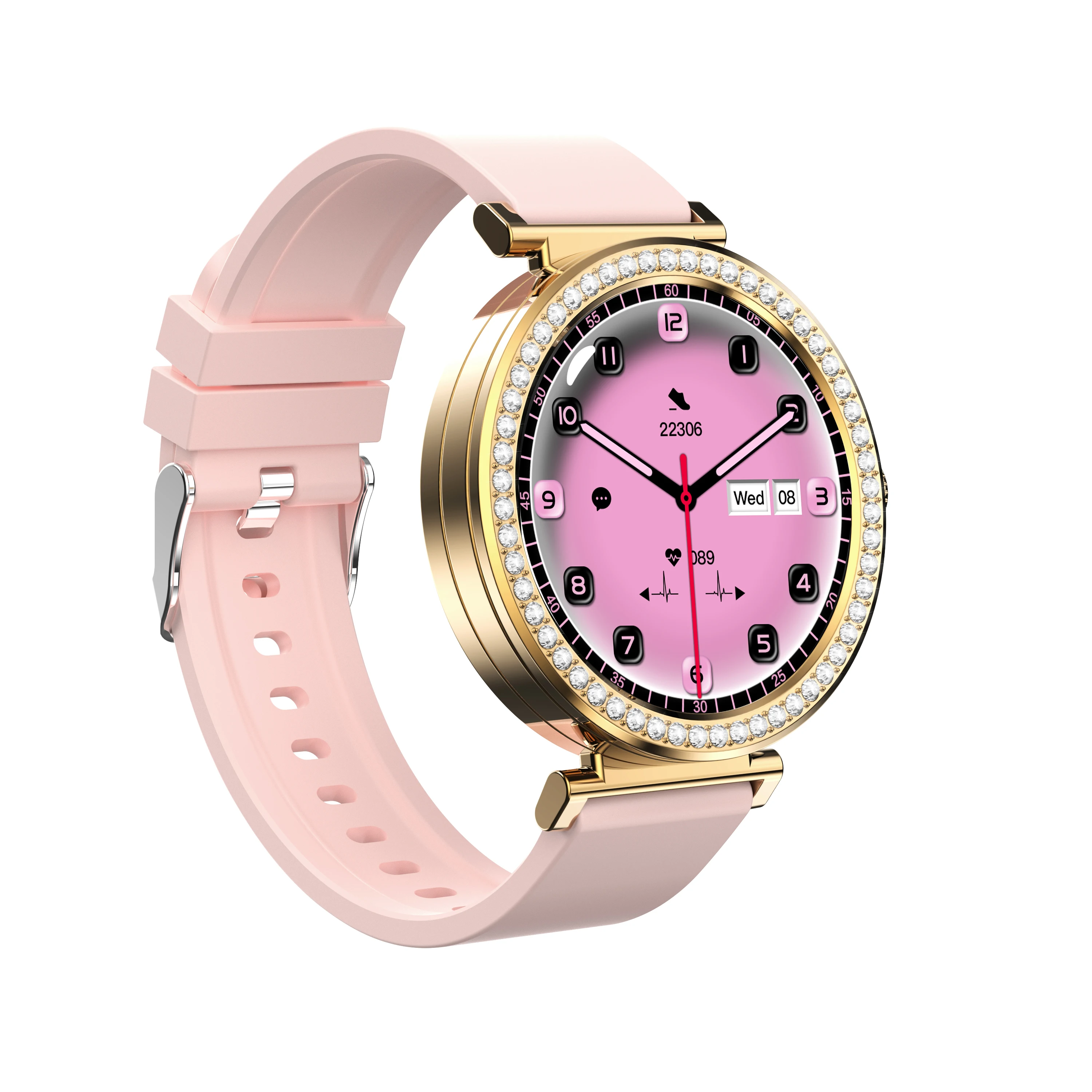 2025 New Ladies Fashion Women Smart Watch AMOLED Screen IP68 Waterproof Heart Rate Health Monitor Smartwatch