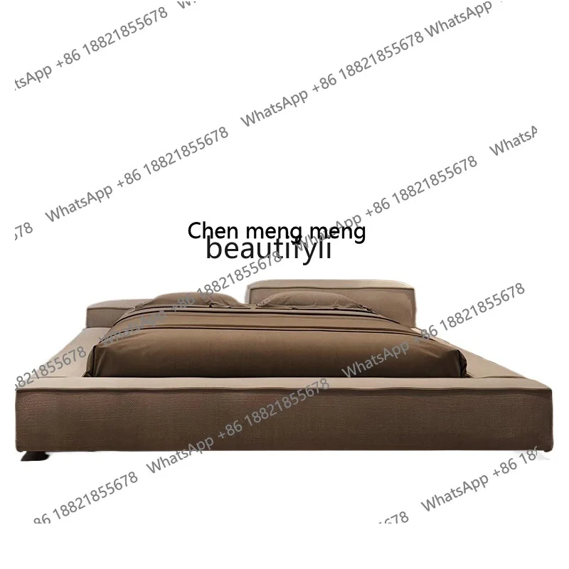 

Furniture High and Low Backrest Fabric Double Bed Simple Deck Master Bedroom 2 M Soft Bag Big Bed