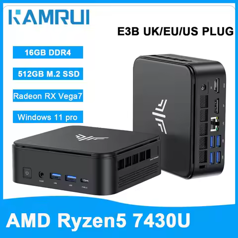 KAMRUI Mini Gaming PC 16GB DDR4 512GB SSD AMD Ryzen 5 7430U Max 4.3GHz WiFi6 BT5.2 4k Triple Display for Desktop Compute Office