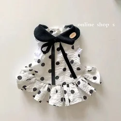 Robe de princesse à pois pour chien, vêtements d'été pour animaux de compagnie, jupe imprimée pour chat, Chihuahua, noir, blanc, respirant