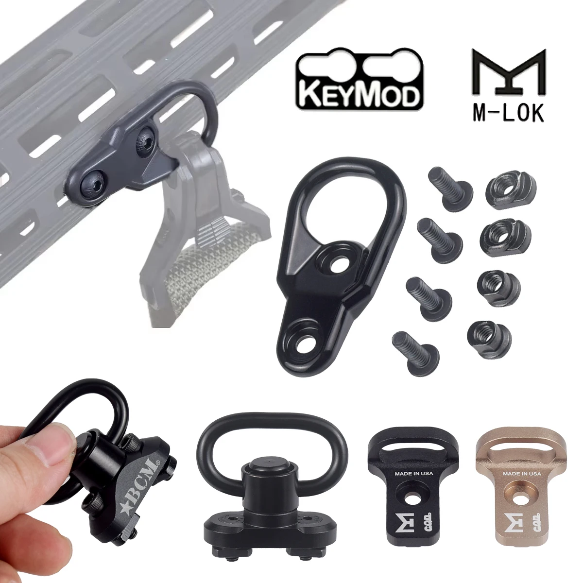 Adaptador de montaje táctico MLOK giratorio para eslinga CQD AR15