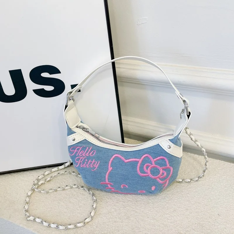 

Мини-женская сумка подмышки Hello Kitty, женские сумки, портативная универсальная сумка-тоут Sanrio, сумка через плечо с милым котом