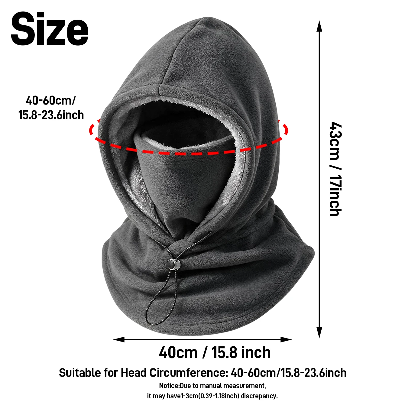 Balaclava Winter Fleece Double-Layer Windproof and Warm Hat for Cycling, Skiing, Cold Protection, and Neck Protection