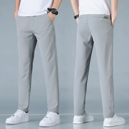 2025 Primavera Verano pantalones casuales ultrafinos para hombres pierna recta delgada cintura elástica pantalones deportivos para correr pantalones de Golf para hombres de moda