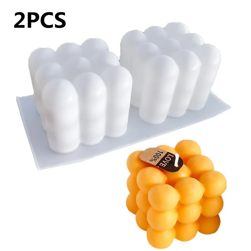 3D Bubble Cube Candle stampo in Silicone Home Decor candela profumata stampo fatto a mano cioccolato Dessert torta stampo da forno strumento