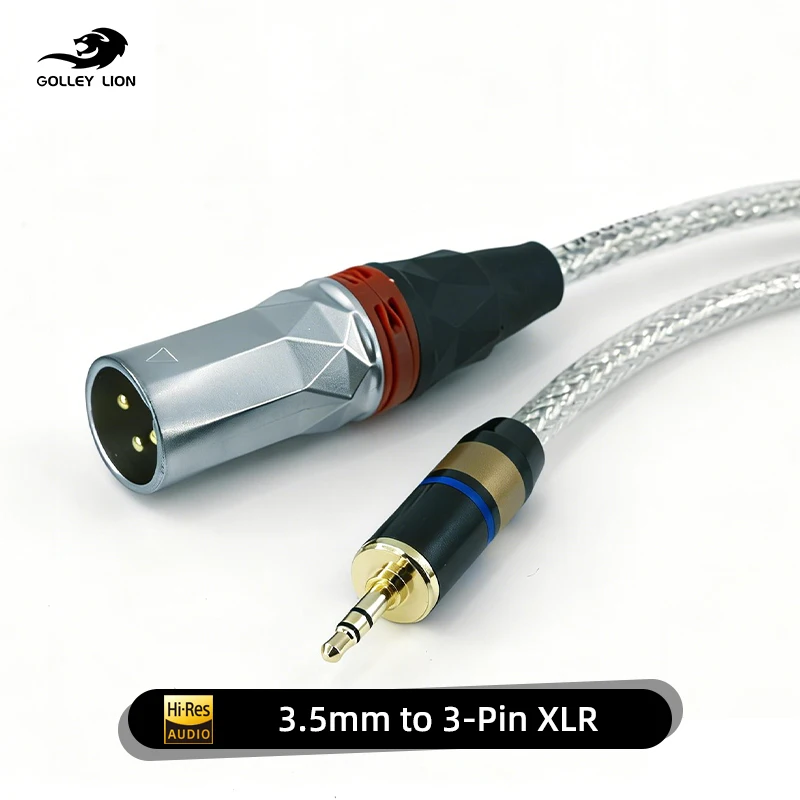 GOLLEY LION 3.5mm to 3-Pin XLR Cable Hi-Res Gold-Plated Braided Anti-Break High-Res Anti-Interference for Speakers