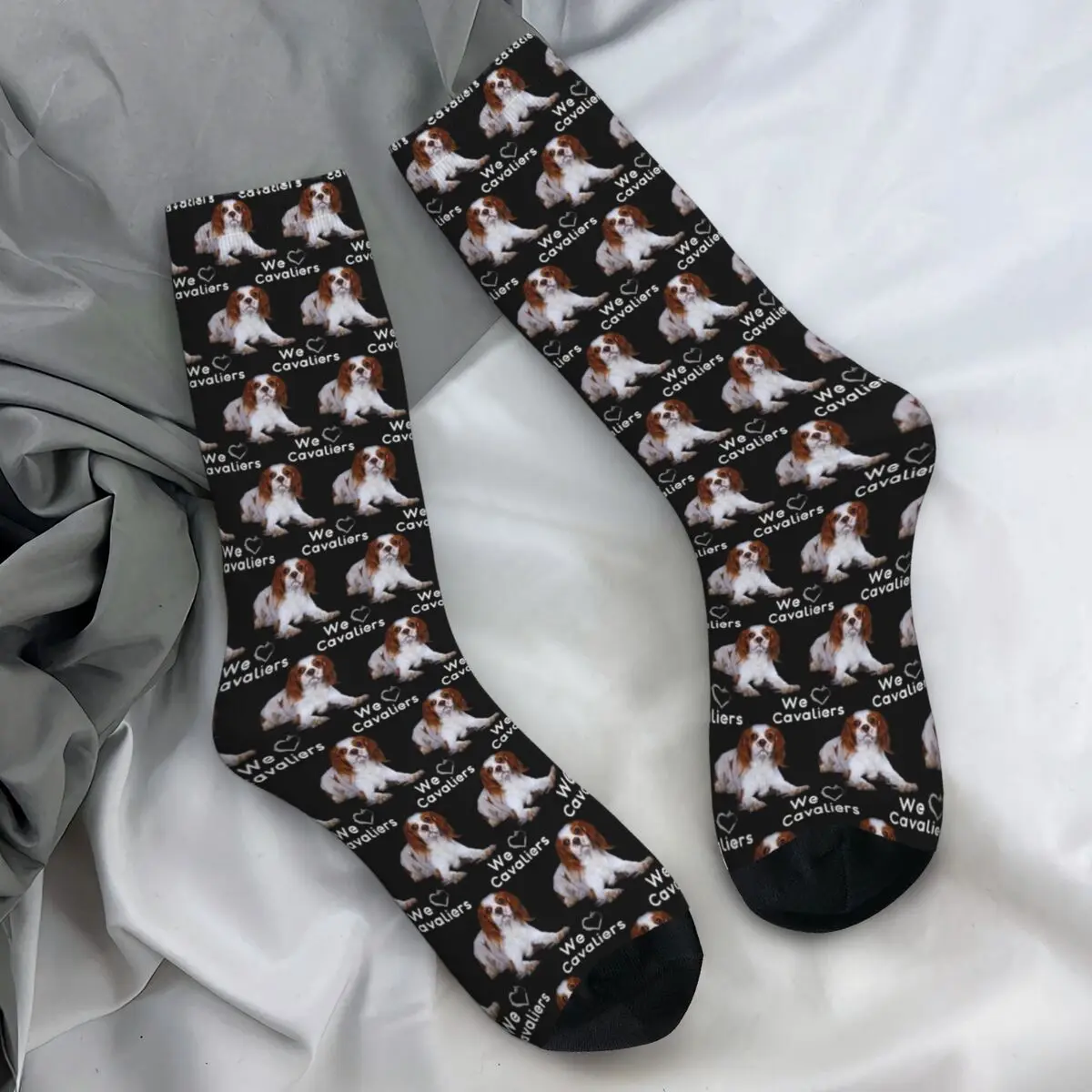 Cavalier King Charles Spaniel Looking Up Socks Winter Kawaii Dog Stockings Vintage Unisex Comfortable Socks Anti Bacterial Socks