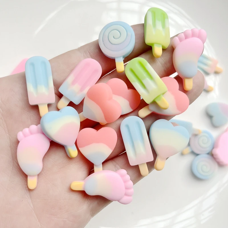 20pcs mix cute mini lollipop ice cream popsicles flat back resin corrugated scrapbook DIY jewelry craft decoration accessories