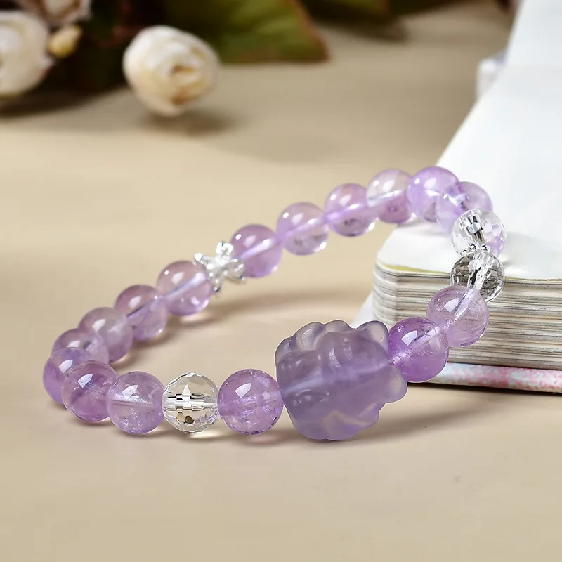 

Natural Lavender Amethyst Nine-tailed Fox Bracelet Women's Light Luxury Fashion Lucky Bracelet, Original Design