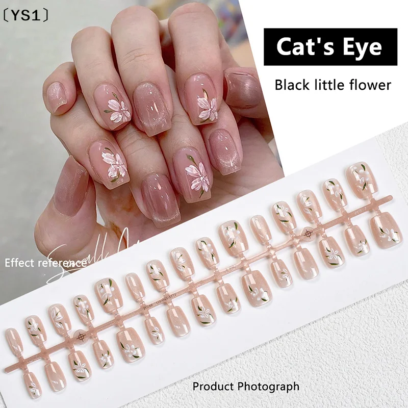 〔YS1〕30Pcs False Nails Flower - Nail Art Cat Eye Simple ulasan dan harga