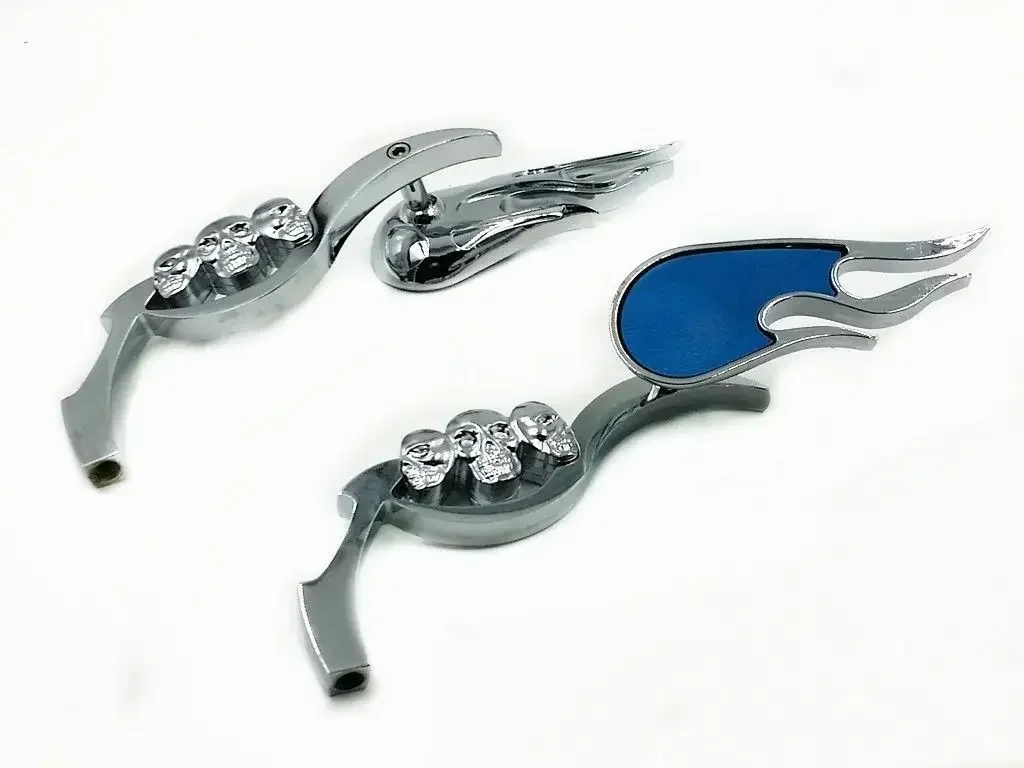 Skull Flame Rearview Side Mirror For Harley Honda Kawasaki Suuzki Yamaha Cruiser