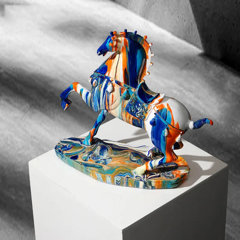 

PYH large high-end modern horse ornaments creative light luxury TV cabinet entrance wine cabinet home