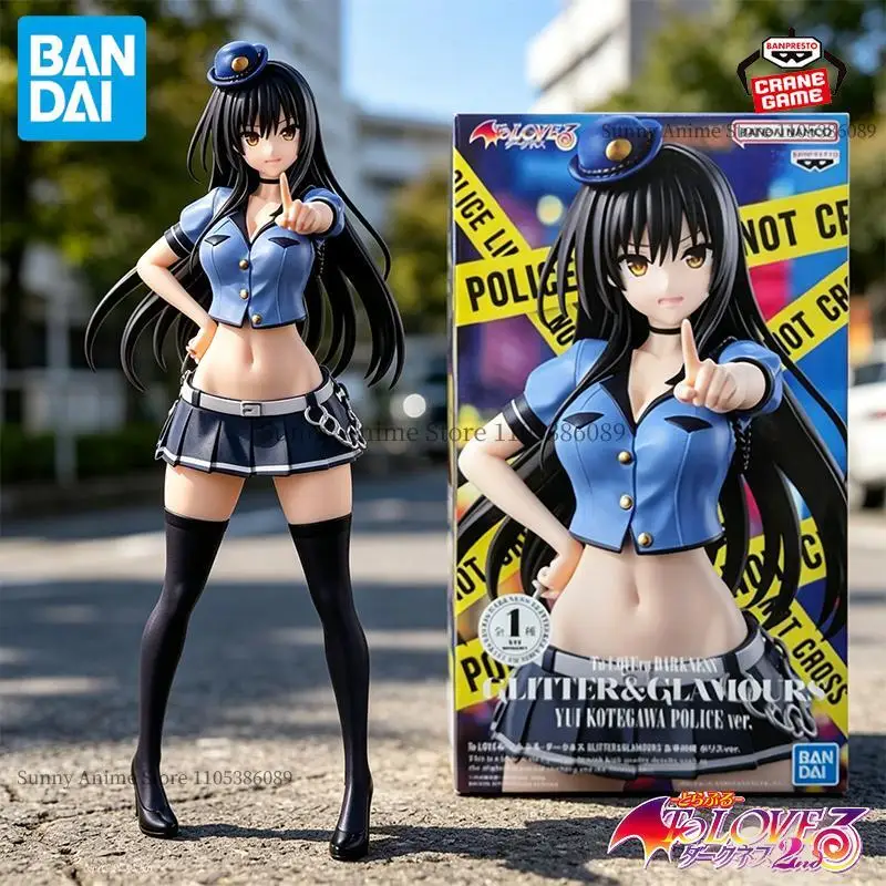 Bandai Original Banpresto To LOVE-Ru Darkness Glitter & Glamours Yui Kotegawa Version Police Figurines d'action Anime de 23 cm, jouets