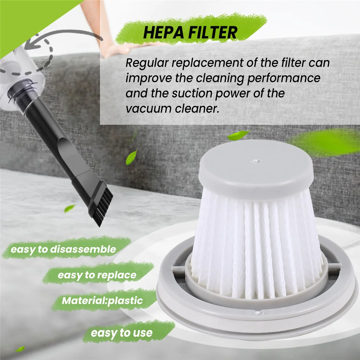 Adequado para xiaomi mijia acessível aspirador de pó acessórios elementos filtro portátil carro mini aspirador filtro, 2 peças