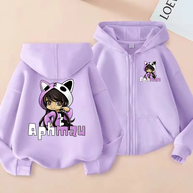Sudadera con capucha Aphmau Anime para niños, ropa deportiva con cremallera para niños, sudadera con cremallera a la moda para niñas, regalo de Navidad, Tops informales para bebés