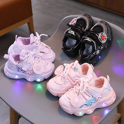 Sanrio Girls' Causla Shoes Mesh breathable Kuromi LED Luminescent Children's Sneaker 1-6 Year Old Boys' Sports Casual Shoes