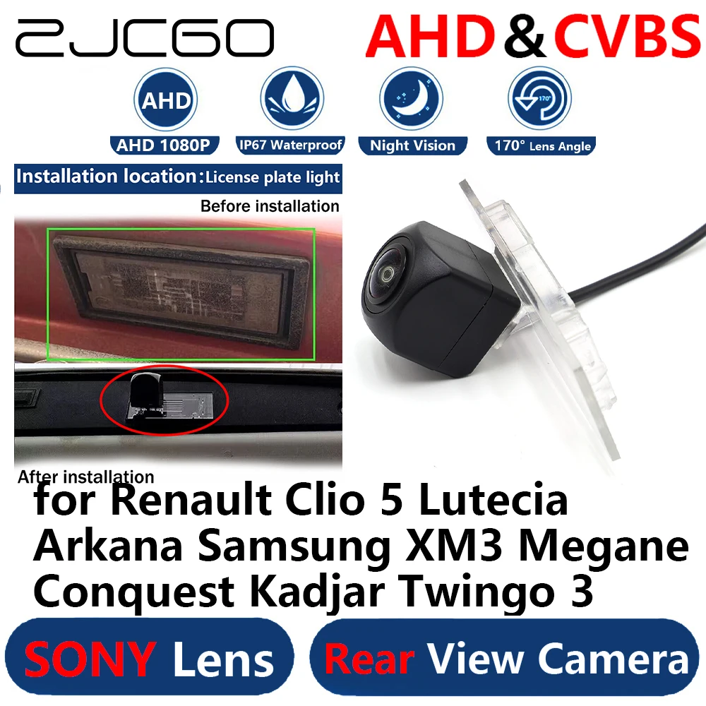 AHD 1080P Parking Backup Reverse Rear view Camera for Renault Clio 5 Lutecia Arkana Samsung XM3 Megane Conquest Kadjar Twingo 3