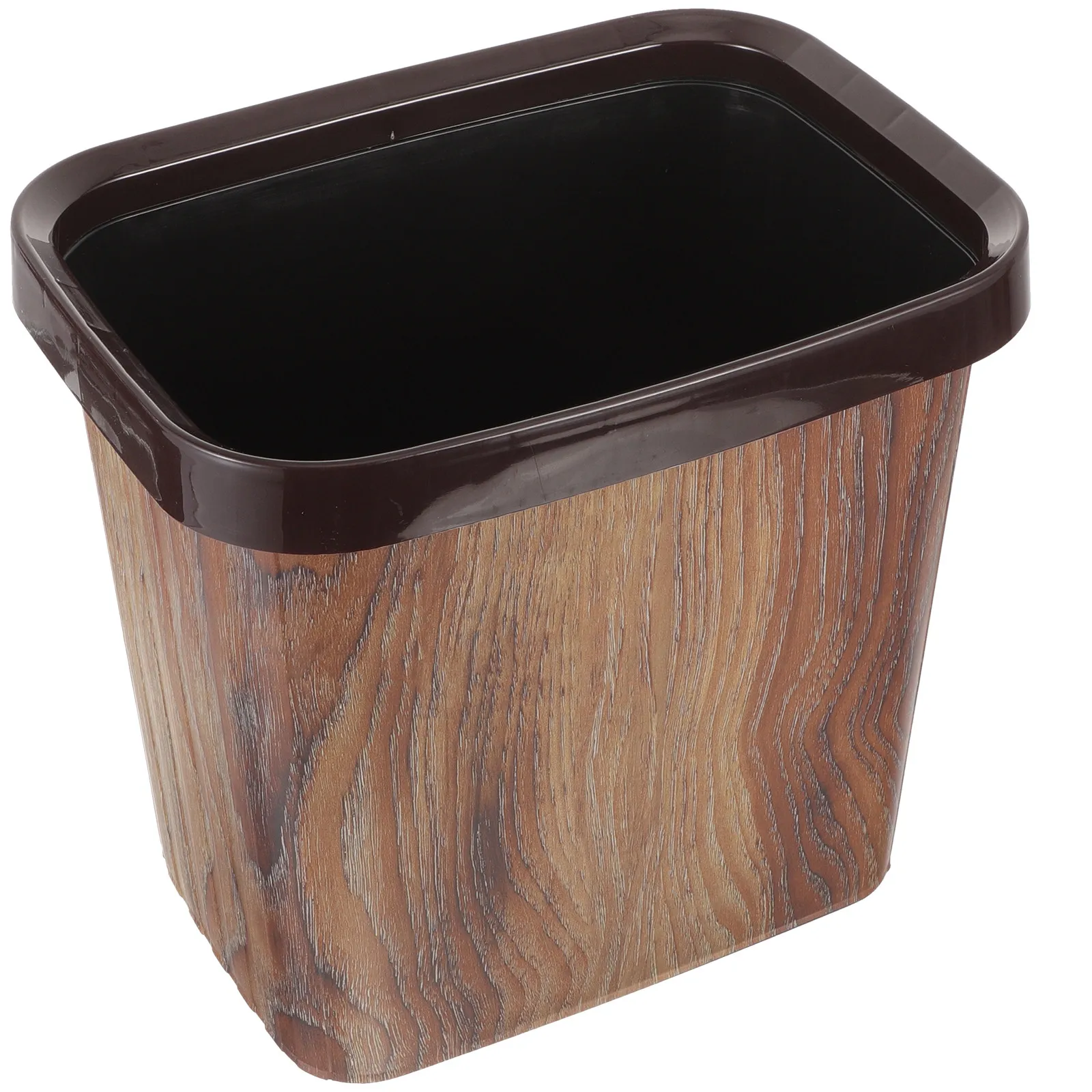 

Retro Imitation Wood Grain Trash Can Plastic Waste Container Large Opening Home Bedroom Kitchen Office Garbage Bin