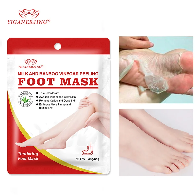 

2Pcs YIGANERJING Foot Mask Peeling Legs Feet Dead Skin Remover Mask Exfoliating Pedicure Socks Scrub Heel Foot Care Mask Foot