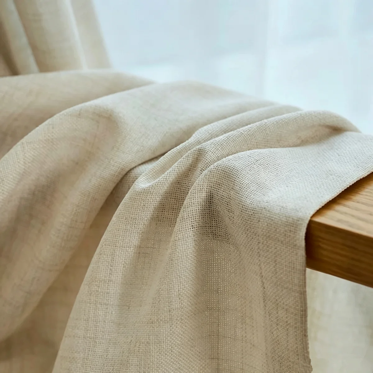 Morden Beige Linen Like Opaque Sheer Window Curtains Bedroom S Folds Waves Tulle for Living Room Door Elegant Drapes Kitchen