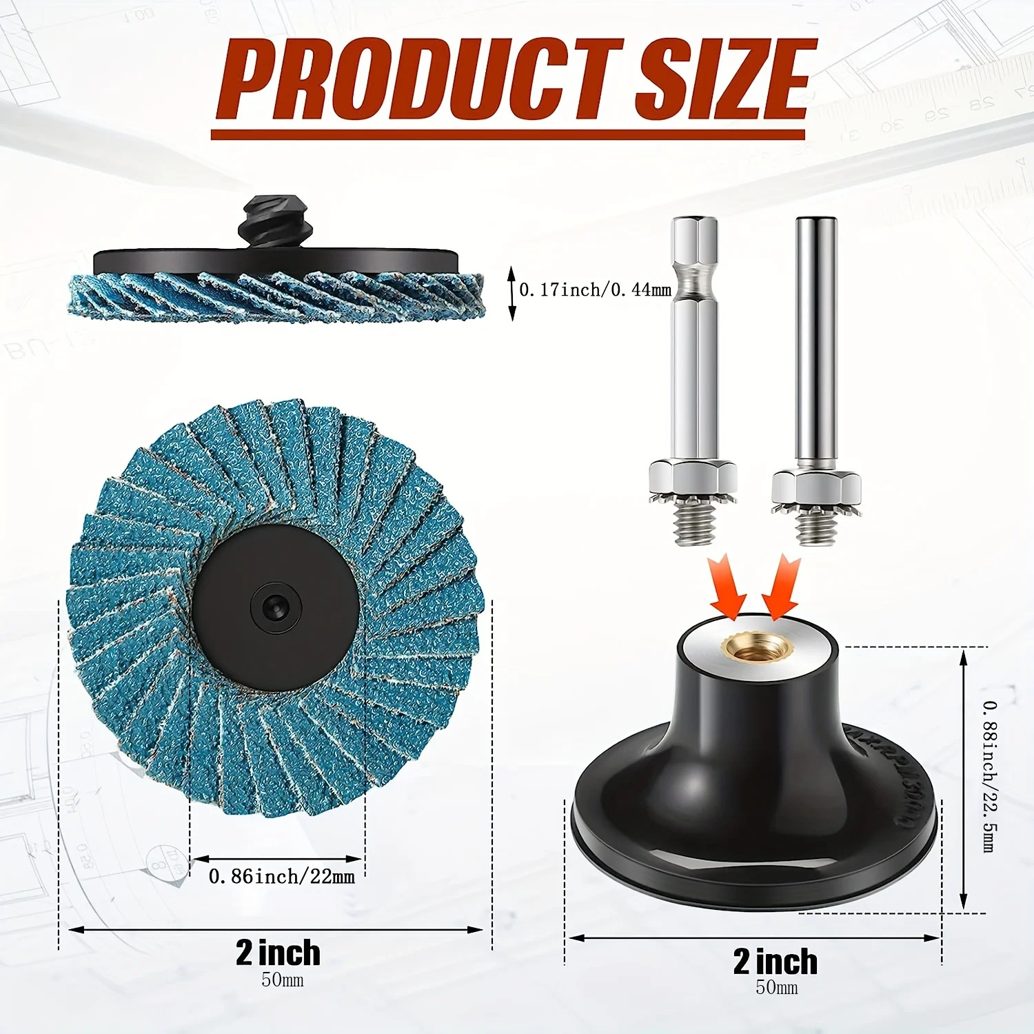2 Inch Quick Change Flap Disc 40/60/ 80/120 Grit, Roll Lock Flap Sanding Disc with 1/4