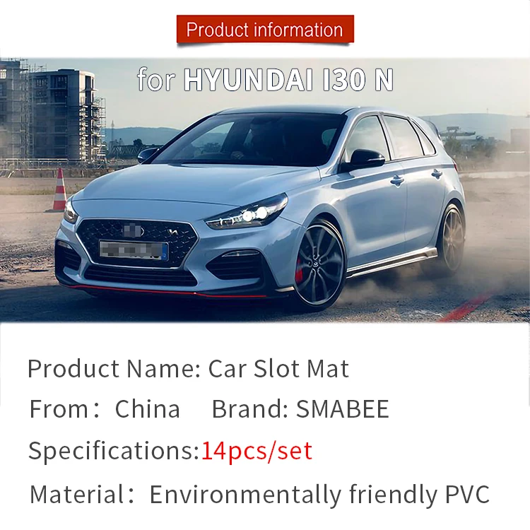 Smabee for Hyundai I30/I30 N 2017 - 2022 Anti-Slip Gate Slot Cup Mat Non-Slip Door Groove Pad Interior Accessories