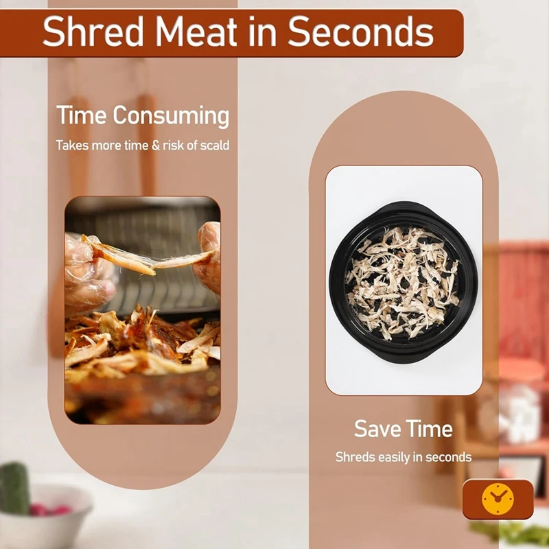 ツイストハンドルと滑り止めベースを備えた鶏シュレッダーツール、肉、黒、1個