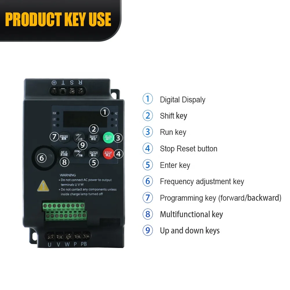 1.5KW 50/60Hz Frequentieomvormer Converter VFD 220V Eenfase naar Drie Fase Converter VFD 1.5KW