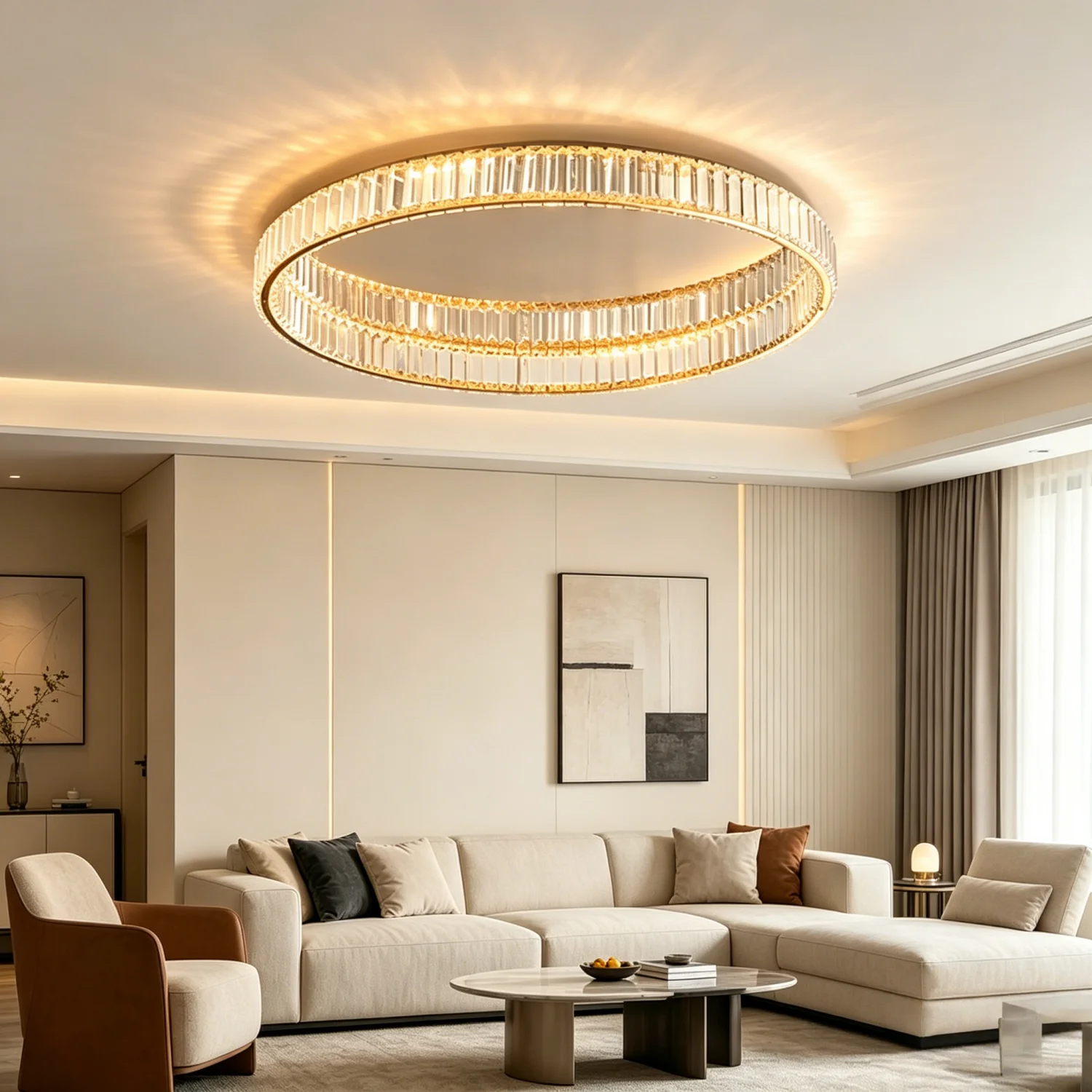 Modern Crystal Led Dimmable Ceiling Lights Living Room Luxury Gold Steel Ceiling Lamp Bedroom Mounted Led Lustre Lamp Fixtures