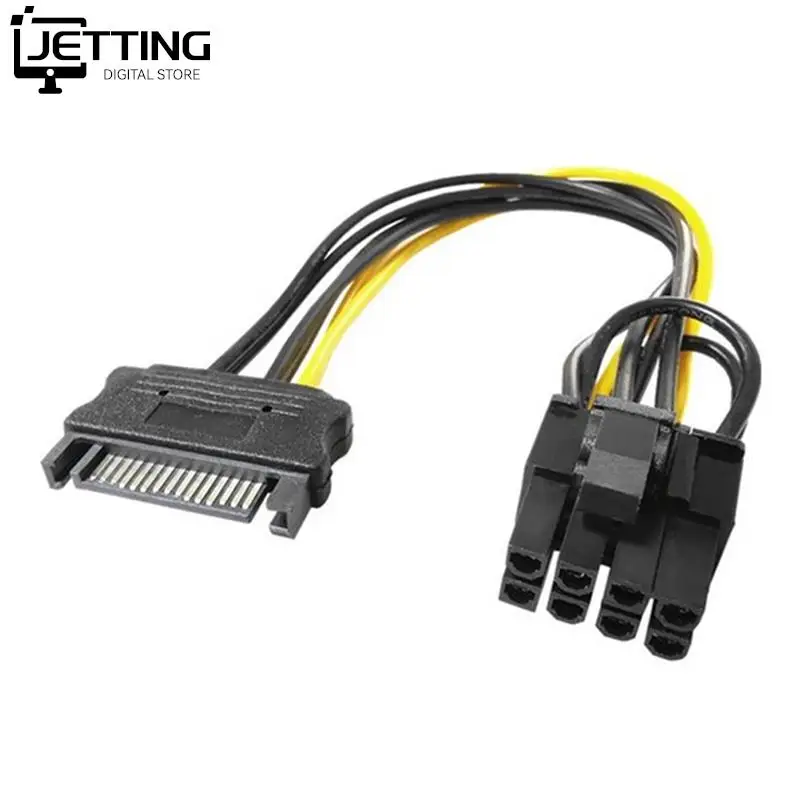 1pc 20cm SATA Cable 15pin To 8 Pin 18AWG Wire For Graphics Video Card 15pin SATA Male To 8pin 6+2 Pin PCI-E Power Supply Cable