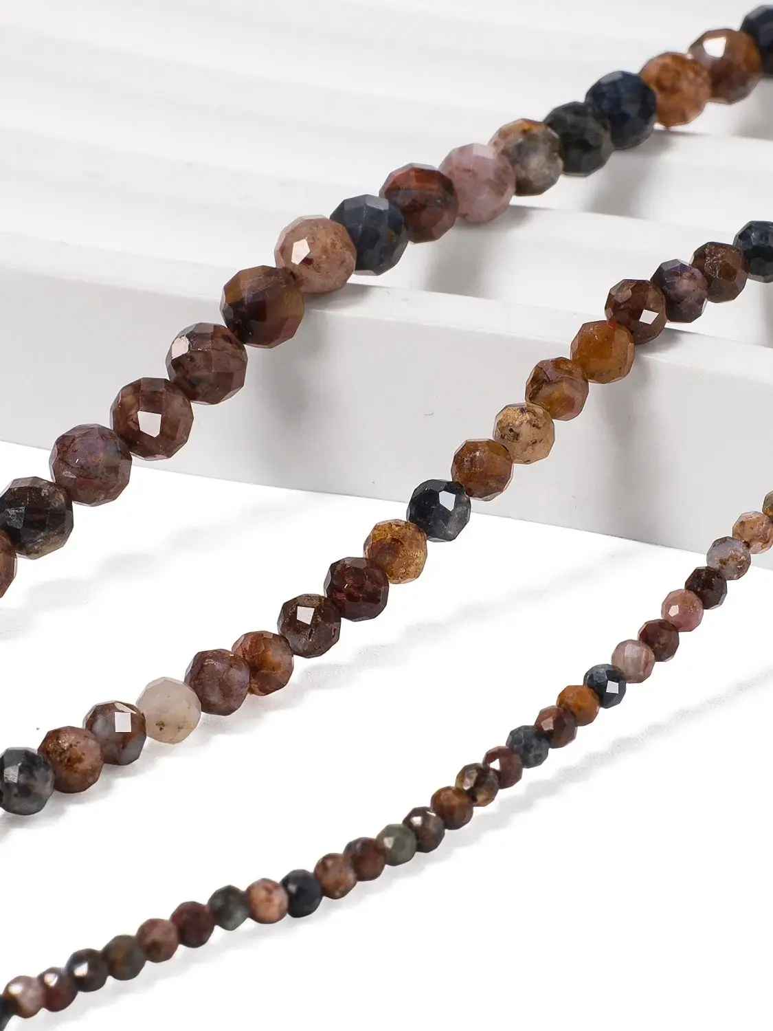 Nowe 2 3 4mm Fasetowane Drobne Koraliki Naturalny Kamień Pietersyt do Wyrobu Biżuterii DIY Bransoletka Naszyjnik Akcesoria — 2