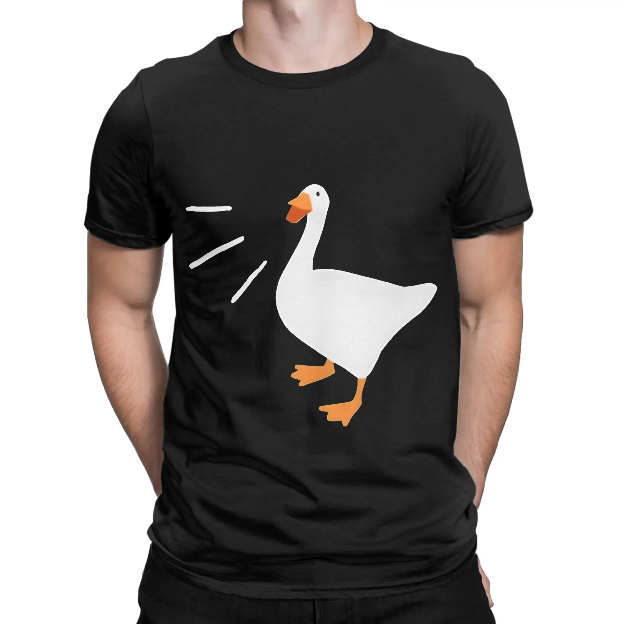 untitled goose game painting Funny 100% Cotton T-Shirt Untitled Goose Game Tees Tops For Men
