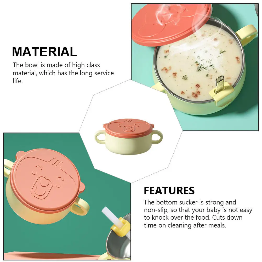 

1Pcs Plastic Wall Mounted Baby Bowl Dual Handle Detachable Infant Eating Tableware Non Slip Sucker Food Grinding