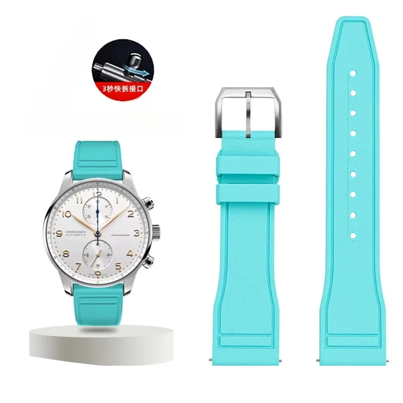 20mm  rubber light blue mint green waterproof quick release watch strap For IWC World Pilot Little Prince Mark