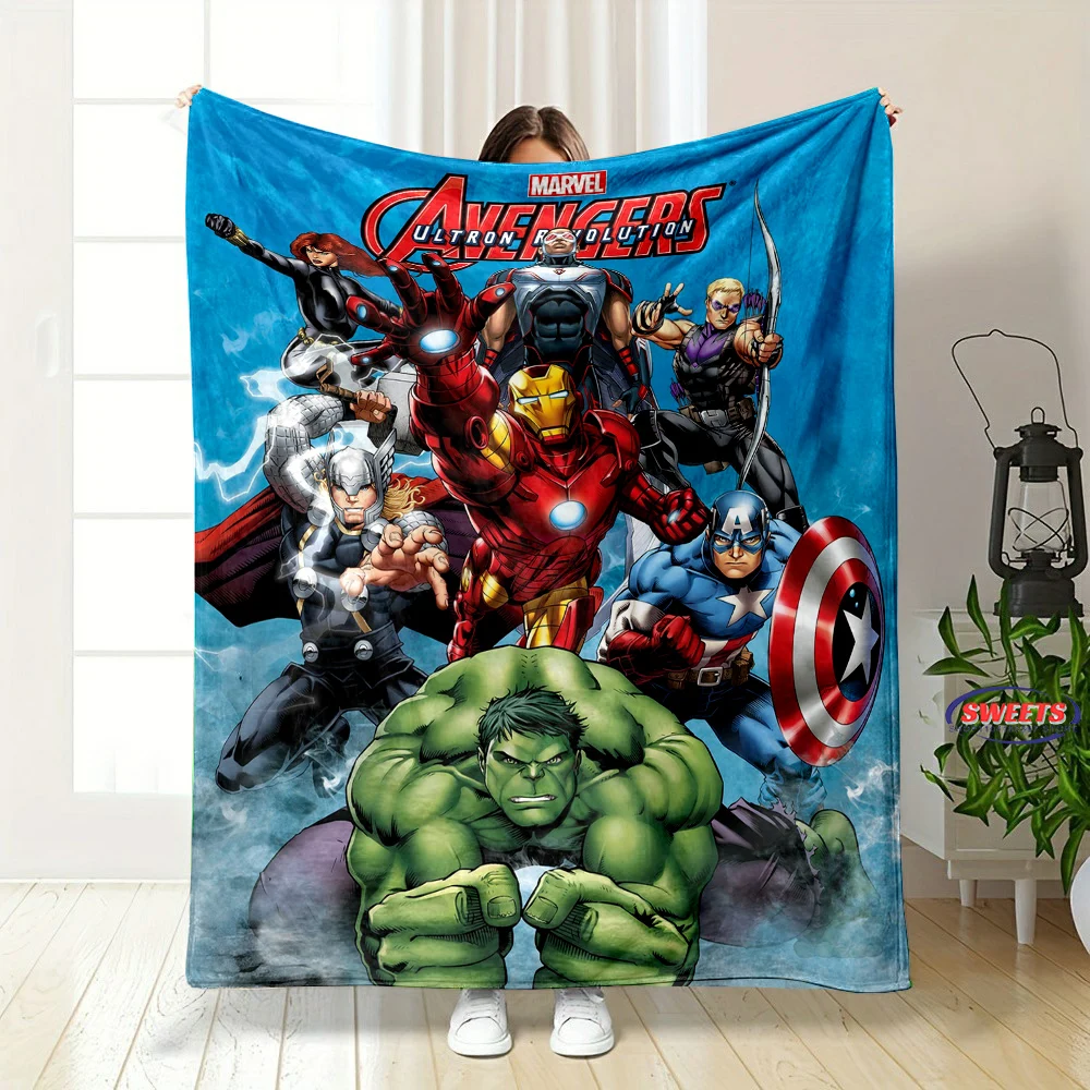 6 Size Marvel Avengers Blanket Sofa Bed Cover Four Season Soft Fluffy Quilt Blanket Flannel Throw Outdoor Leisure Nap Trip Gifts