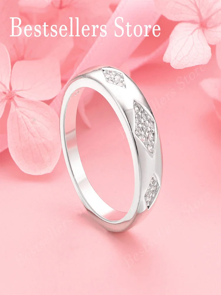 NONE Bague en argent sterling 925 7-10 à motifs exquis, bijoux à la mode pour femmes, cadeau, accessoire de mariage, 1 pièce 3