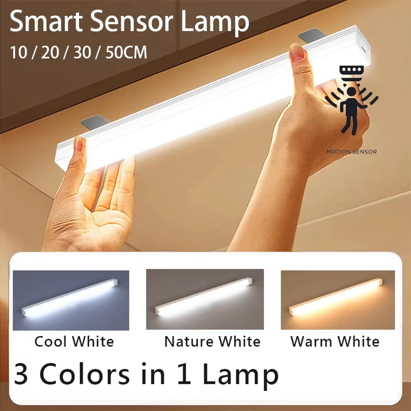

USB Type C Rechargeable Motion Sensor LED Bar Light Induction Night Light Portable for Kitchen Bedside Wardrobe Closet Aisle